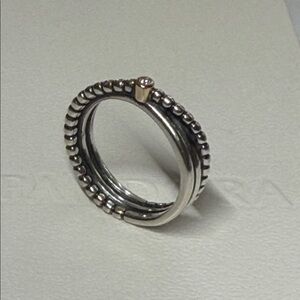 New Pandora Sterling Silver Ale 925 Beaded Women's Ring